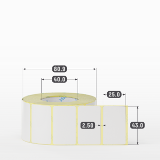 Термотрансферная этикетка 43х25 (рядов 1 по 1 000 шт) Полуглянец в рулоне, втулка 40 мм (к) IQ code