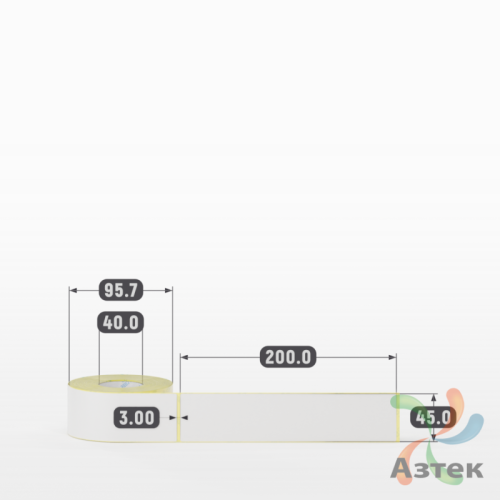 Термотрансферная этикетка 45х200 (рядов 1 по 200 шт) Полуглянец в рулоне, втулка 40 мм (к) IQ code