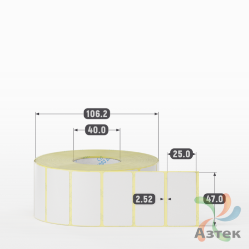 Термотрансферная этикетка 47х25 (рядов 1 по 2 000 шт) Полуглянец в рулоне, втулка 40 мм (к) IQ code