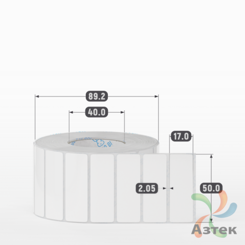 Этикетка самоклеящаяся 50х17 (рядов 1 по 2 000 шт) Полипропилен белый в рулоне, втулка 40 мм (к) IQ code 	
