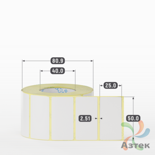 Термотрансферная этикетка 50х25 (рядов 1 по 1 000 шт) Полуглянец в рулоне, втулка 40 мм (к) IQ code
