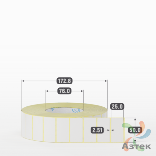 Термотрансферная этикетка 50х25 (рядов 1 по 5 000 шт) Полуглянец в рулоне, втулка 76 мм (к) IQ code