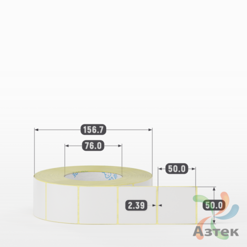 Термотрансферная этикетка 50х50 (рядов 1 по 2 000 шт) Полуглянец в рулоне, втулка 76 мм (к) IQ code