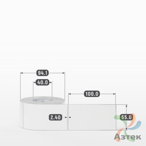 Этикетка самоклеящаяся 55х100 (рядов 1 по 400 шт) Полипропилен белый в рулоне, втулка 40 мм (к) IQ code 	