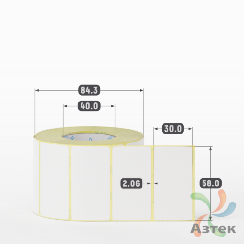 Термоэтикетка ТОП 58х30 (рядов 1 по 900 шт)  в рулоне, втулка 40 мм (к) IQ code
