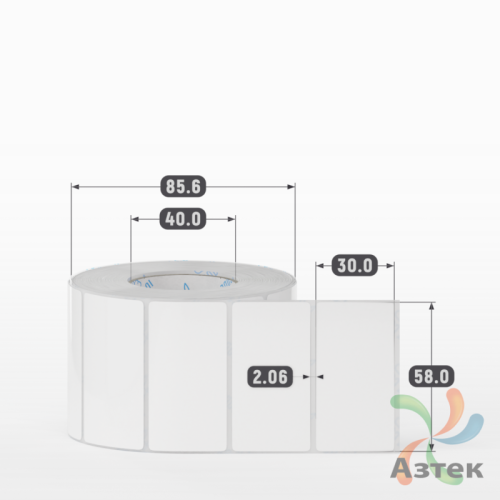 Этикетка самоклеящаяся 58х30 (рядов 1 по 1 000 шт) Полипропилен белый в рулоне, втулка 40 мм (к) IQ code 	