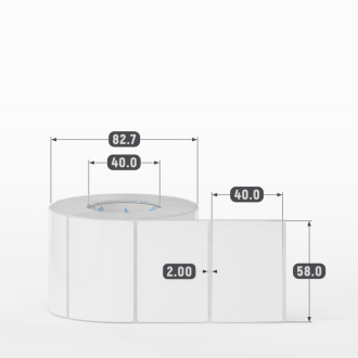 Этикетка самоклеящаяся 58х40 (рядов 1 по 700 шт) Полипропилен белый в рулоне, втулка 40 мм (к) IQ code