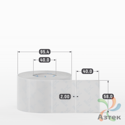 Этикетка самоклеящаяся 58х40 (рядов 1 по 1 000 шт) Прозрачный полипропилен в рулоне, втулка 40 мм (к) IQ code