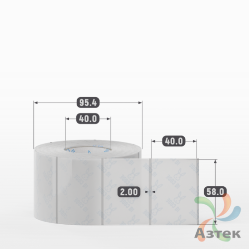 Этикетка самоклеящаяся с печатью 58х40 (рядов 1 по 1 000 шт) Прозрачный полипропилен в рулоне, втулка 40 мм (к) IQ code + Черная метка