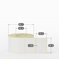 Термотрансферная этикетка 58х40 (рядов 1 по 1 000 шт) Полуглянец в рулоне, втулка 40 мм (к) IQ code
