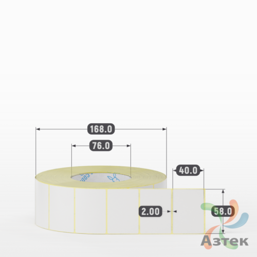 Термотрансферная этикетка 58х40 (рядов 1 по 3 000 шт) Полуглянец в рулоне, втулка 76 мм (к) IQ code