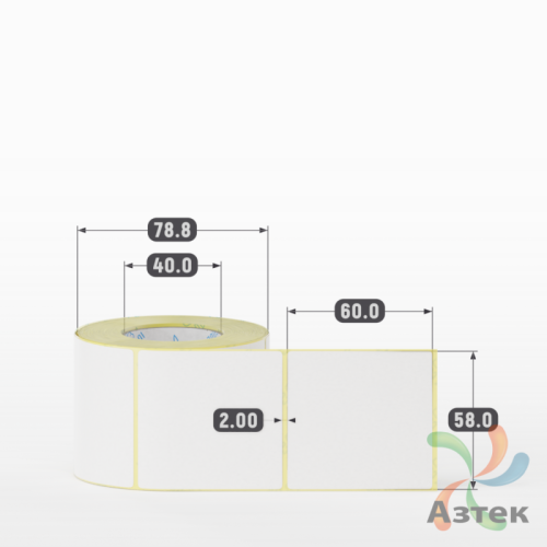 Термоэтикетка ЭКО 58х60 (рядов 1 по 400 шт)  в рулоне, втулка 40 мм (к) IQ code
