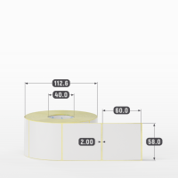 Термотрансферная этикетка 58х60 (рядов 1 по 1 000 шт) Полуглянец в рулоне, втулка 40 мм (к) IQ code