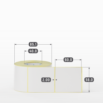Термотрансферная этикетка 58х60 (рядов 1 по 500 шт) Полуглянец в рулоне, втулка 40 мм (к) IQ code