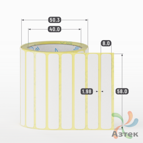 Термоэтикетка ЭКО 58х8 (рядов 1 по 500 шт)  в рулоне, втулка 40 мм (к) IQ code