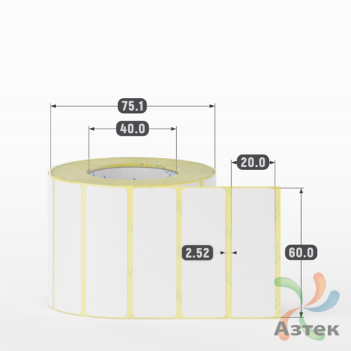 Термоэтикетка ТОП 60х20 (рядов 1 по 1 000 шт)  в рулоне, втулка 40 мм (к) IQ code