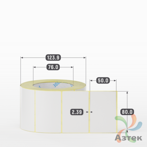 Термотрансферная этикетка 80х50 (рядов 1 по 1 000 шт) Полуглянец в рулоне, втулка 76 мм (к) IQ code