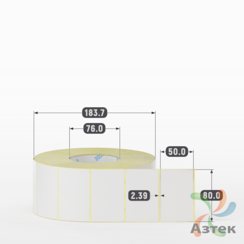 Термотрансферная этикетка 80х50 (рядов 1 по 3 000 шт) Полуглянец в рулоне, втулка 76 мм (к) IQ code