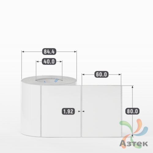 Этикетка самоклеящаяся 80х60 (рядов 1 по 500 шт) Полипропилен белый в рулоне, втулка 40 мм (к) IQ code 	