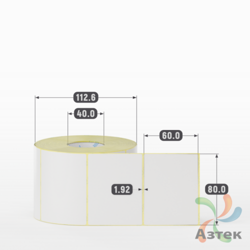 Термотрансферная этикетка 80х60 (рядов 1 по 1 000 шт) Полуглянец в рулоне, втулка 40 мм (к) IQ code