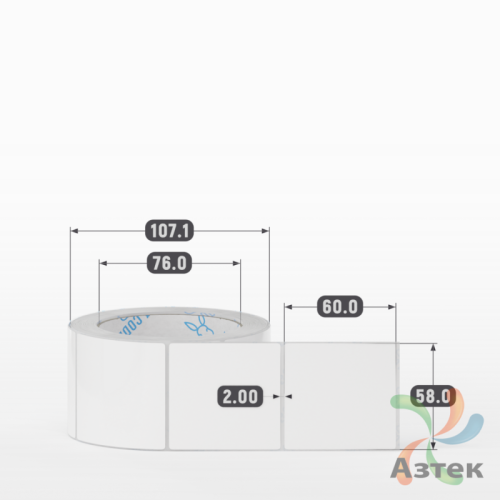 Этикетка самоклеящаяся 58х60 (рядов 1 по 500 шт) Полипропилен белый в рулоне, втулка 76 мм (к) IQ code 	