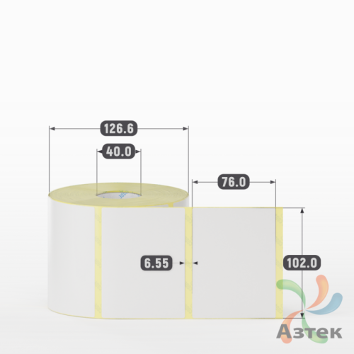 Термотрансферная этикетка 102х76 (рядов 1 по 1 000 шт) Полуглянец в рулоне, втулка 40 мм (к) IQ code