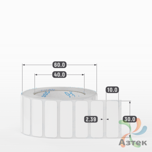 Этикетка самоклеящаяся 30х10 (рядов 1 по 1 000 шт) Полипропилен белый в рулоне, втулка 40 мм (к) IQ code 	