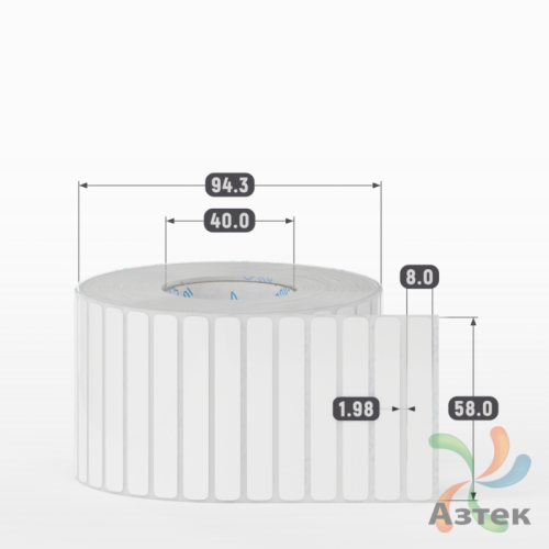 Этикетка самоклеящаяся 58х8 (рядов 1 по 5 000 шт) Полипропилен белый в рулоне, втулка 40 мм (к) IQ code 	