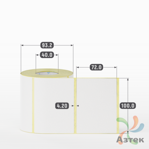 Этикетка самоклеящаяся 100х72 (рядов 1 по 500 шт) Termo ECO съемный клей в рулоне, втулка 40 мм (к) IQ code