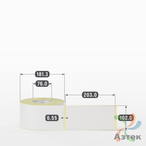 Термотрансферная этикетка 102х203 (рядов 1 по 726 шт) Полуглянец в рулоне, втулка 76 мм (к) IQ code