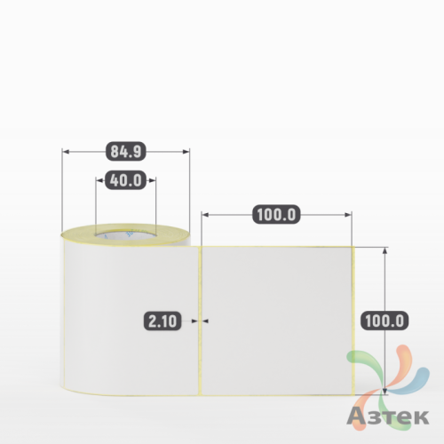 Термотрансферная этикетка 100х100 (рядов 1 по 300 шт) Полуглянец в рулоне, втулка 40 мм (к) IQ code