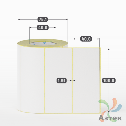 Термоэтикетка ТОП 100х40 (рядов 1 по 500 шт)  в рулоне, втулка 40 мм (к) IQ code