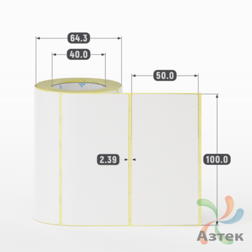 Термоэтикетка ЭКО 100х50 (рядов 1 по 250 шт)  в рулоне, втулка 40 мм (к) IQ code