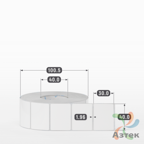 Этикетка самоклеящаяся 40х30 (рядов 1 по 1 500 шт) Полипропилен белый в рулоне, втулка 40 мм (к) IQ code 	