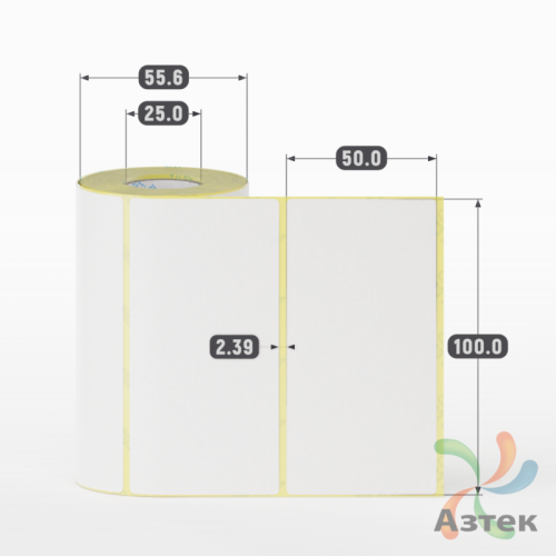 Термоэтикетка ЭКО 100х50 (рядов 1 по 250 шт)  в рулоне, втулка 25 мм (к) IQ code