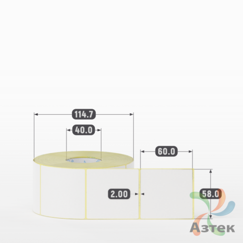 Этикетка самоклеящаяся 58х60 (рядов 1 по 1 000 шт) Termo ECO съемный клей в рулоне, втулка 40 мм (к) IQ code
