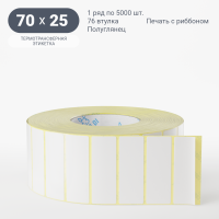 Термотрансферная этикетка 70х25 (рядов 1 по 5 000 шт) Полуглянец в рулоне, втулка 76 мм (к) IQ code