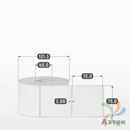 Этикетка самоклеящаяся 75х72 (рядов 1 по 1 000 шт) Полипропилен белый в рулоне, втулка 40 мм (к) IQ code 	