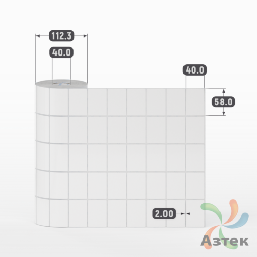 Этикетка самоклеящаяся 58х40 (рядов 5 по 1 500 шт) Полипропилен белый в рулоне, втулка 40 мм (к) IQ code 	
