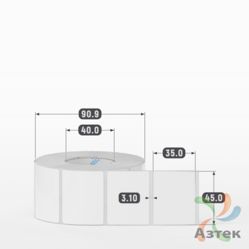 Этикетка самоклеящаяся 45х35 (рядов 1 по 1 000 шт) Полипропилен белый в рулоне, втулка 40 мм (к) IQ code 	