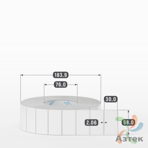 Этикетка самоклеящаяся 58х30 (рядов 1 по 5 000 шт) Полипропилен белый в рулоне, втулка 76 мм (к) IQ code 	