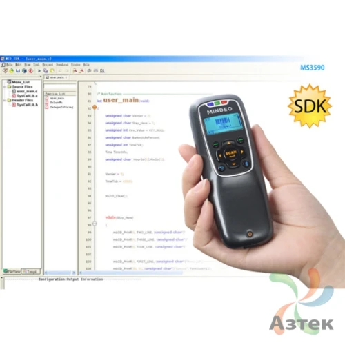 Сканер штрих-кода Mindeo MS3590 2D  Image, темный беспроводной, Bluetooth, USB-HID, USB-COM, ЖК дисплей, ЕГАИС