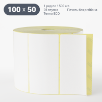 Этикетка самоклеящаяся 100х50 (рядов 1 по 1 500 шт) Termo ECO съемный клей в рулоне, втулка 25 мм (к) IQ code