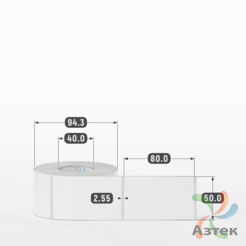 Этикетка самоклеящаяся 50х80 (рядов 1 по 500 шт) Полипропилен белый в рулоне, втулка 40 мм (к) IQ code 	