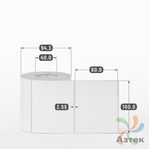 Этикетка самоклеящаяся 100х80 (рядов 1 по 500 шт) Полипропилен белый в рулоне, втулка 40 мм (к) IQ code 	