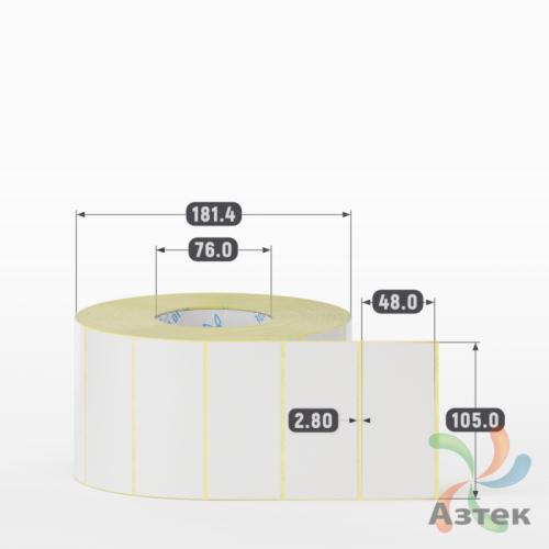 Термотрансферная этикетка 105х48 (рядов 1 по 3 000 шт) Полуглянец в рулоне, втулка 76 мм (к) IQ code
