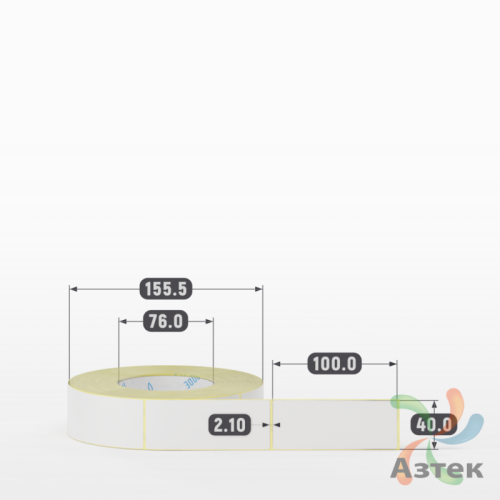 Термотрансферная этикетка 40х100 (рядов 1 по 1 000 шт) Полуглянец в рулоне, втулка 76 мм (к) IQ code