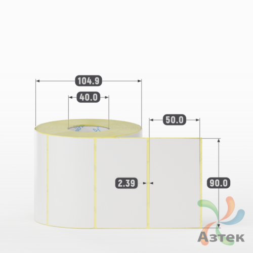 Термотрансферная этикетка 90х50 (рядов 1 по 1 000 шт) Полуглянец в рулоне, втулка 40 мм (к) IQ code