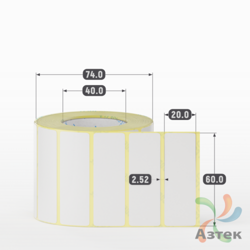 Термотрансферная этикетка 60х20 (рядов 1 по 1 000 шт) Полуглянец в рулоне, втулка 40 мм (к) IQ code