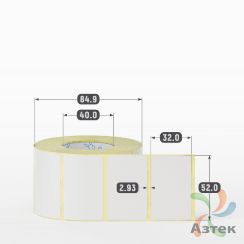 Термотрансферная этикетка 52х32 (рядов 1 по 900 шт) Полуглянец в рулоне, втулка 40 мм (к) IQ code